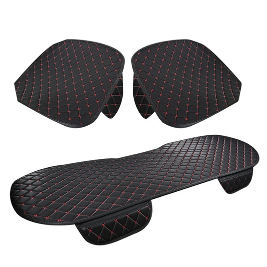3-Piece Universal Car Seat Covers Breathable Cotton Linen Cushion Set Black-0
