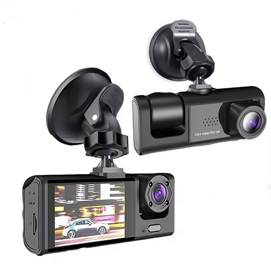 2 Channel 1080P HD Dash Cam Triple Lens Car DVR Black-0